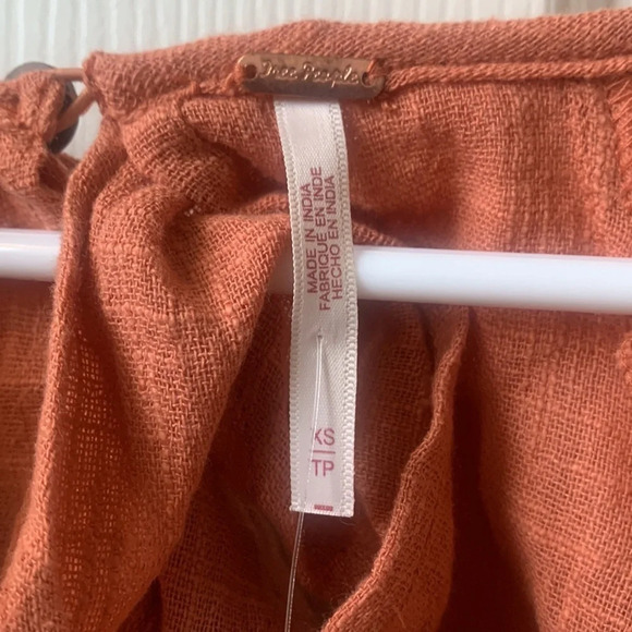 NWT Free People Zuri Ruffle Blouse Ginger Spice/orange XS Small - Picture 6 of 8